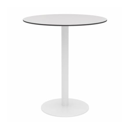 Kfi KFI 36" Round Outdoor Bar Table - Fashion Gray Phenolic Top - White Aluminum Frame - Ivy Series OLTP36RD-B2200WH-D381-41